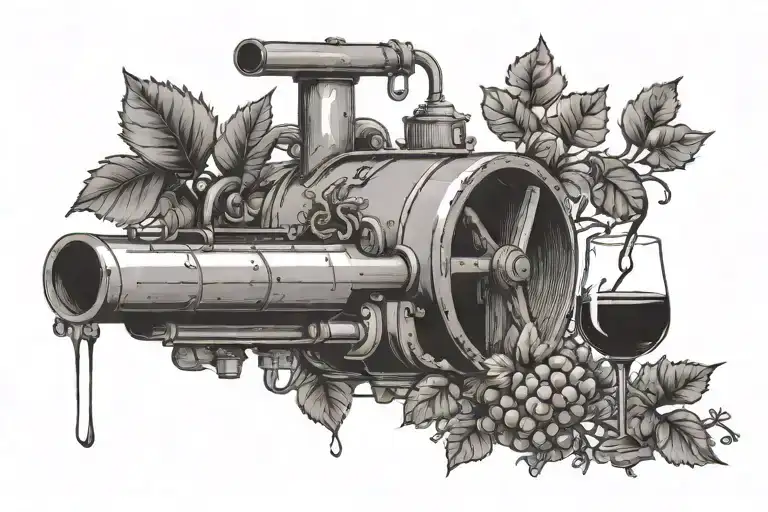 tattoo evolving around wine production equipment tattoo design idea