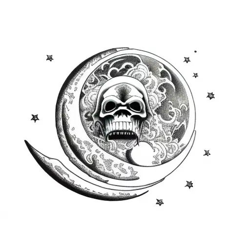 moon and grim reaper tattoo design idea