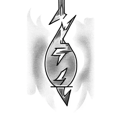 A minimalist depiction of Zeus holding a lightning bolt tattoo design idea