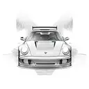 A detailed sketch of a Porsche 911 GT3 RS in motion tattoo design idea