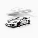 A detailed sketch of a Porsche 911 GT3 RS in motion tattoo design idea