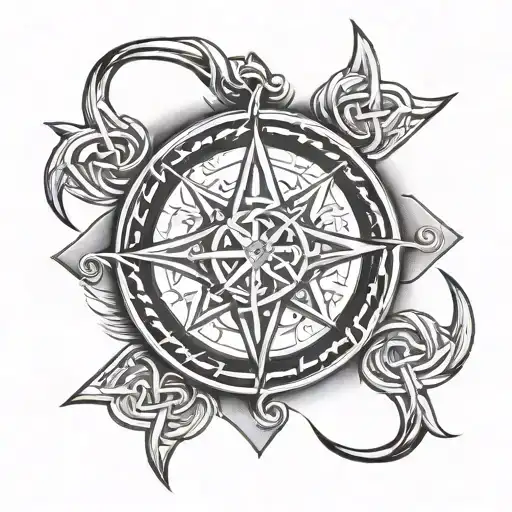 celtic knot compass  tattoo design idea