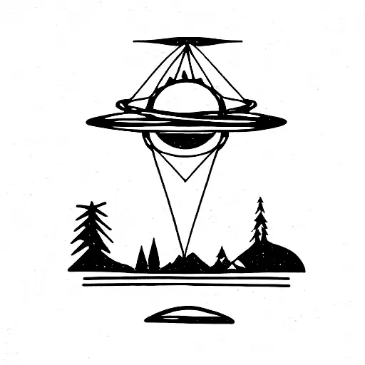 Symmetry ufo tattoo design idea