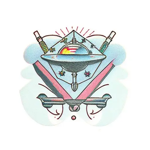 Symmetry ufo tattoo design idea
