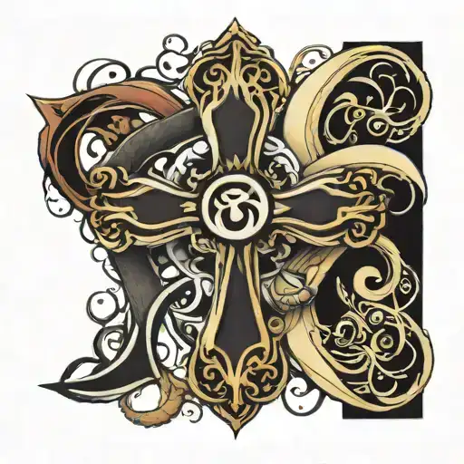 cross and infinity symbol tattoo design idea