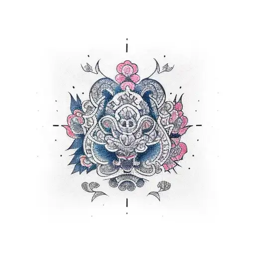 Bali floral, sleeve tattoo design idea