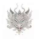 Balinese mythical creature, floral, sleeve tattoo design idea