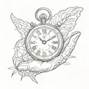 newborn hand and clock   tattoo design idea