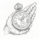 newborn hand and clock   tattoo design idea