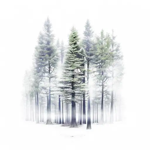 A forest with chess pieces hidden among the trees tattoo design idea