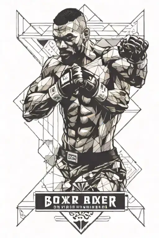 A boxer training in a gym surrounded by motivational quotes and poetry verses that inspire you tattoo design idea