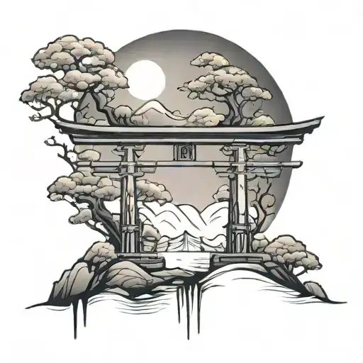 torii gate minimalistic cool design tattoo design idea