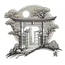 torii gate minimalistic cool design tattoo design idea