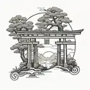torii gate minimalistic cool design tattoo design idea