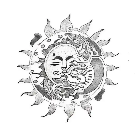 Sun and Moon tattoo design idea