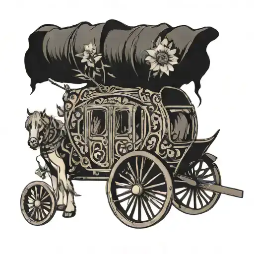 For the part reflecting Romani roots: We could include traditional Romani symbols such as a nomadic wagon or a flower (cha tattoo design idea