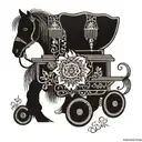 For the part reflecting Romani roots: We could include traditional Romani symbols such as a nomadic wagon or a flower (cha tattoo design idea