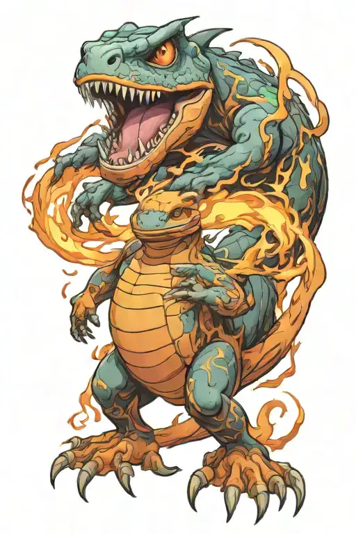 Pokémon charmander evolving to charzard Pokémon fighting tattoo design idea