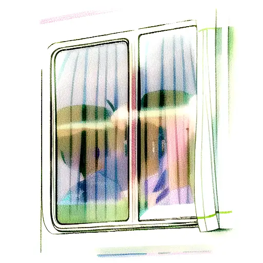 bus window whit universe tattoo design idea