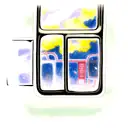 bus window whit universe tattoo design idea