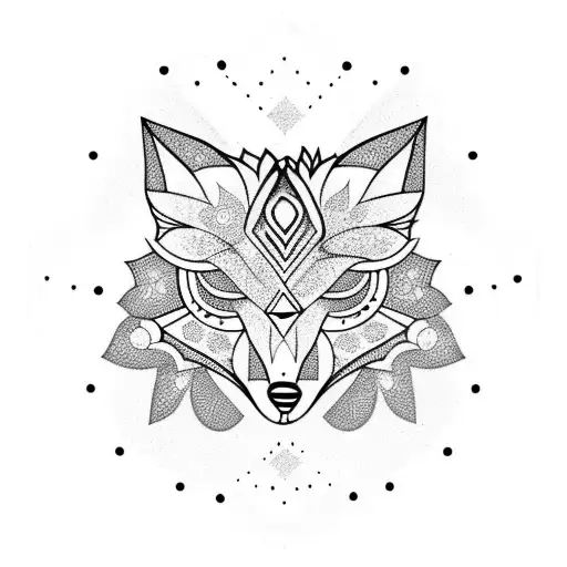 Mandala fox tattoo design idea