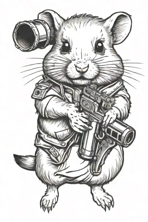 hamster holding bazooka tattoo design idea