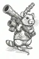 hamster holding bazooka tattoo design idea