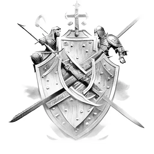 medieval unique anglo Saxon swordsmen tattoo design idea