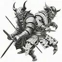 samurai vs demon oni tattoo design idea