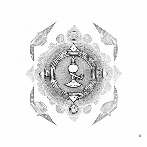 zodiac Libra symbol with judgement between love and money tattoo design idea