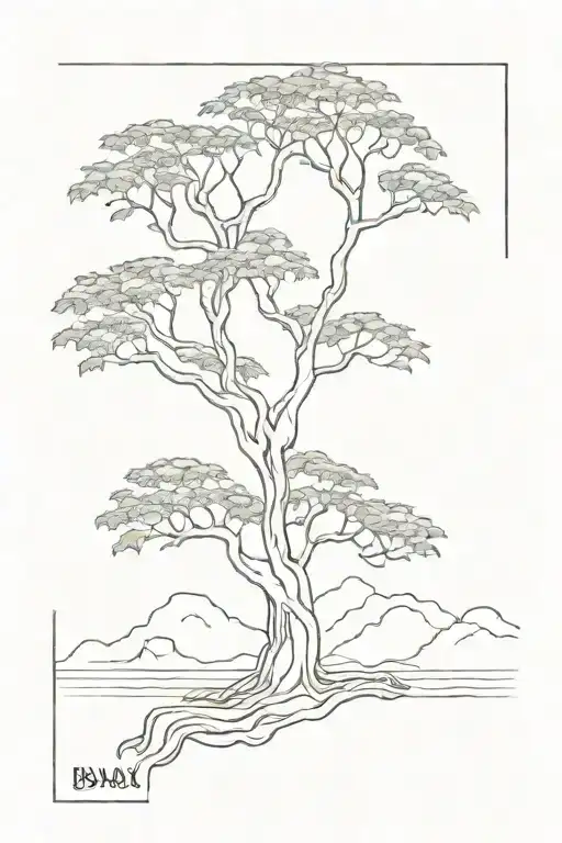 banyan  tree in the shape of the outline of vietnam   tattoo design idea