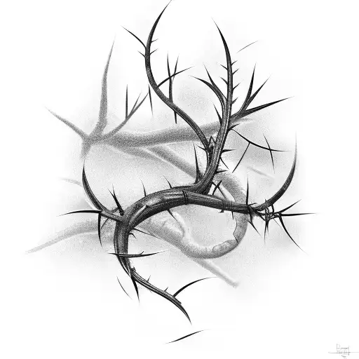tendril, thorns, leaves tattoo design idea