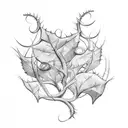 tendril, thorns, leaves tattoo design idea