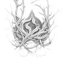 tendril, thorns, leaves tattoo design idea