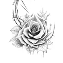 tendril, thorns, rosebuds, leaves tattoo design idea
