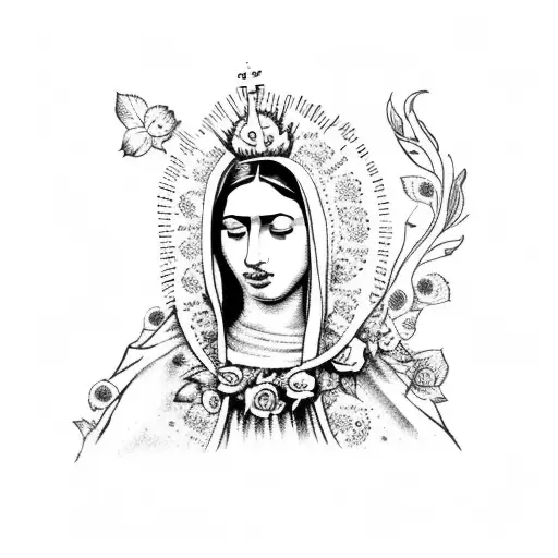 Virgen de Guadalupe with roses tattoo design idea