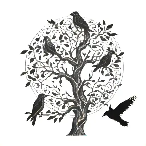 tree birds in heaven something angelic something tattoo design idea