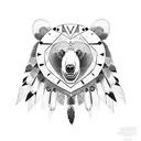 Bear with Native American headdress  tattoo design idea