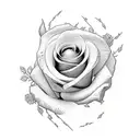 Roman numerals for January 25 2022 with roses growing up to shoulder where they meet a cloud and lightning coming down tattoo design idea