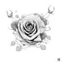 Roman numerals for January 25 2022 with roses growing up to shoulder where they meet a cloud and lightning coming down tattoo design idea