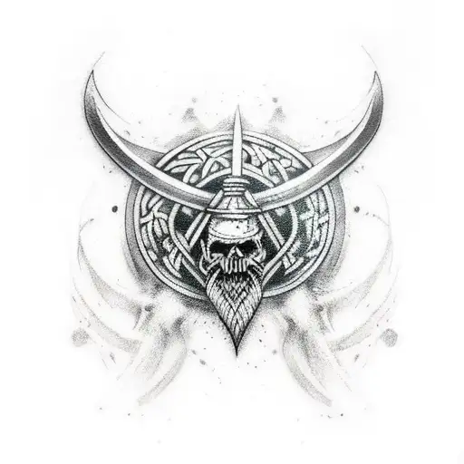 Viking undead norse tattoo design idea