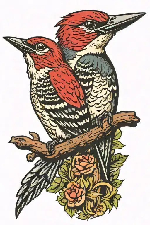 redhead woodpecker  tattoo design idea