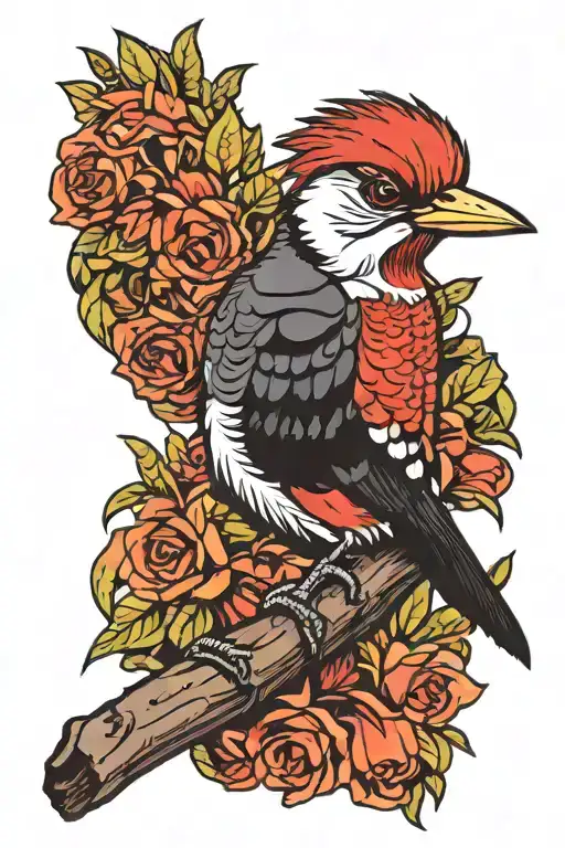 redhead woodpecker  tattoo design idea