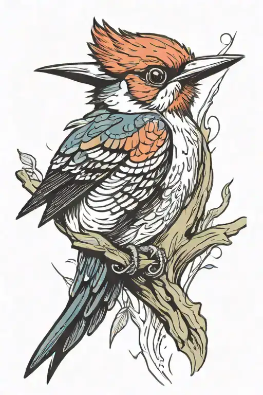 redhead woodpecker  tattoo design idea