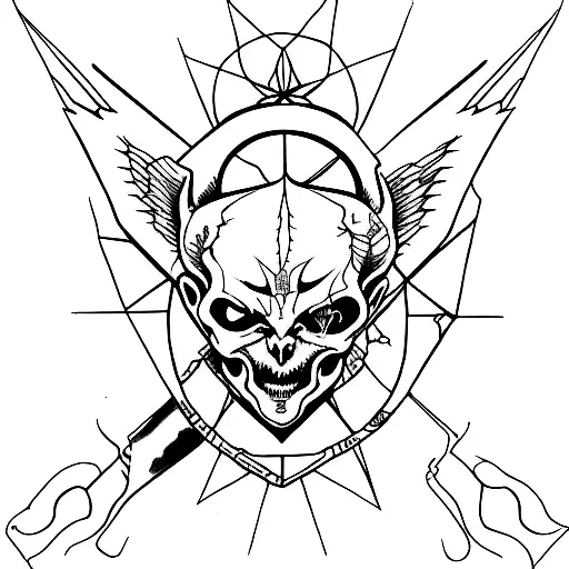 diabolic satanic child empty eyes frightening tattoo design idea