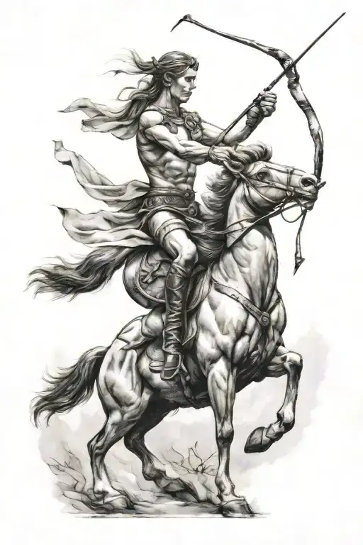 detailed centaur archer shooting an arrow tattoo design idea