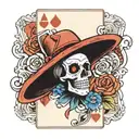 ace playing card but with luffys strawhat in the middle tattoo design idea
