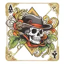ace playing card but with luffys strawhat in the middle tattoo design idea