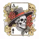 ace playing card but with luffys strawhat in the middle tattoo design idea