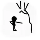 a small stick figure  looking up at a taller stick figure tattoo design idea